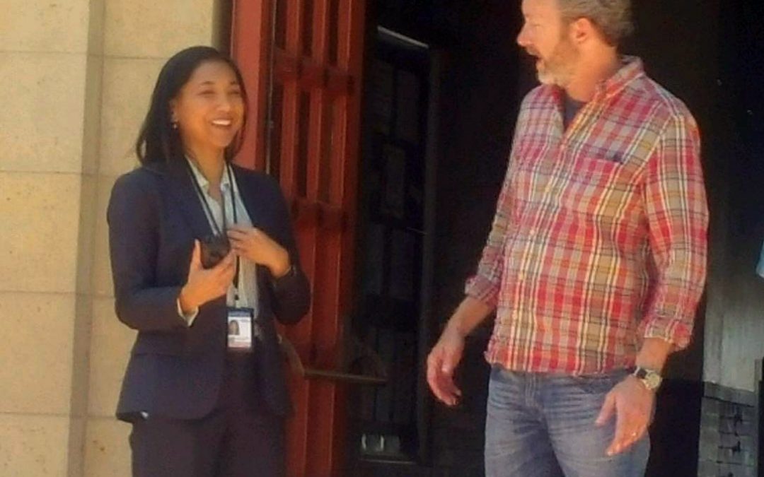 With director Andrew Walton on the set of a National Education Association national commercial