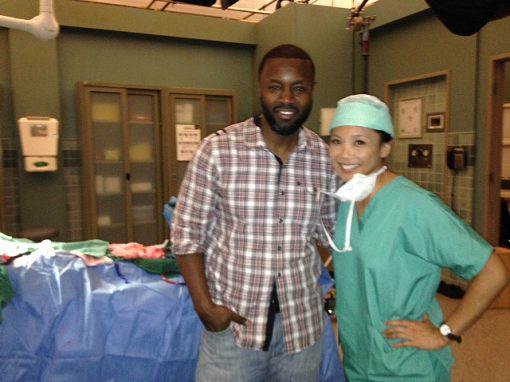 With director Rob Hardy on the set of “Grey’s Anatomy”