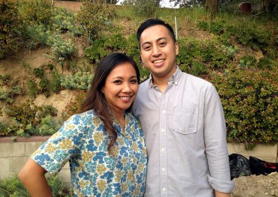 With writer/director Jerell Rosales on the set of “Please Hold.”